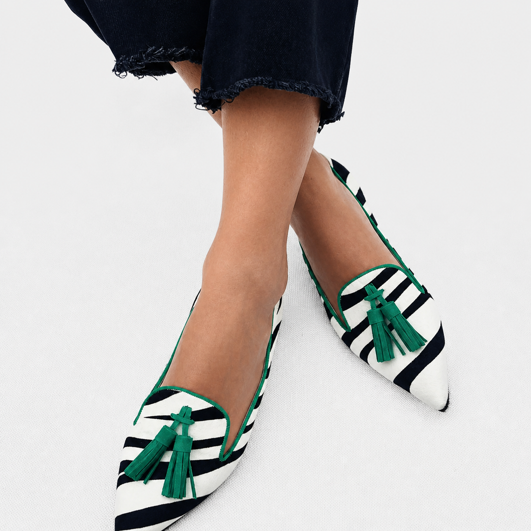 Riane | Green Zebra Print Loafers