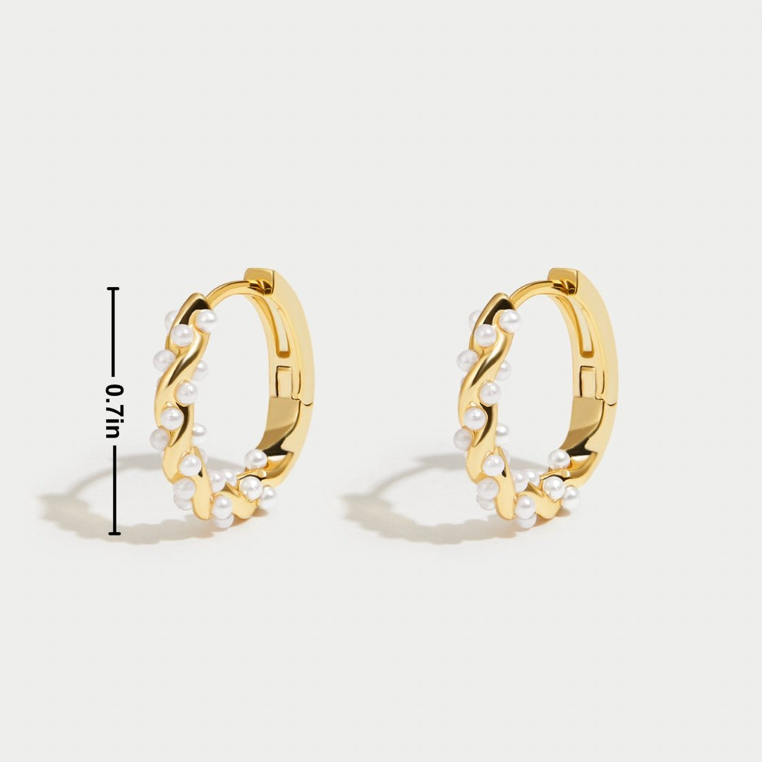 Curled Pearl Hoop Earrings