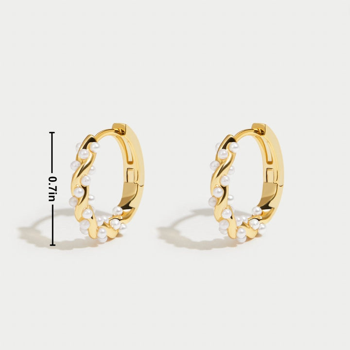Curled Pearl Hoop Earrings