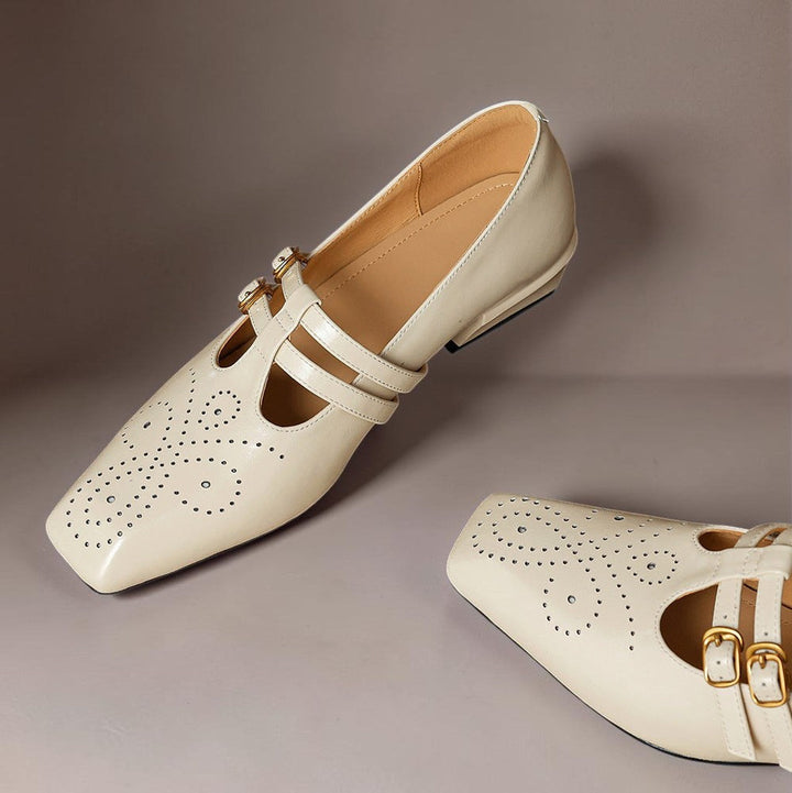 DELACROIX | Pauline Double-Strap Leather Mary Janes