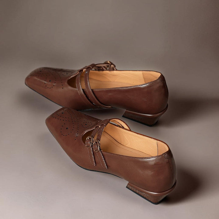 DELACROIX | Pauline Double-Strap Leather Mary Janes