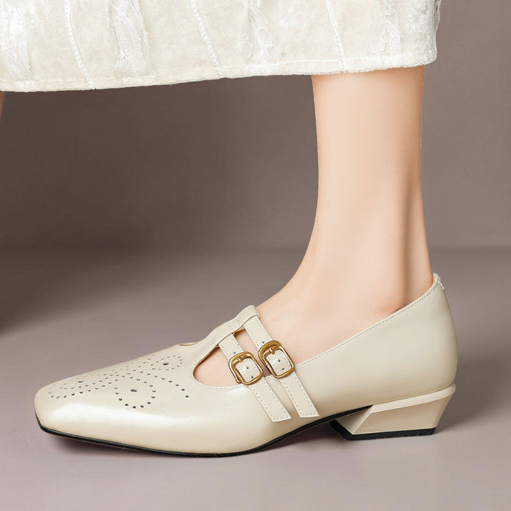 DELACROIX | Pauline Double-Strap Leather Mary Janes