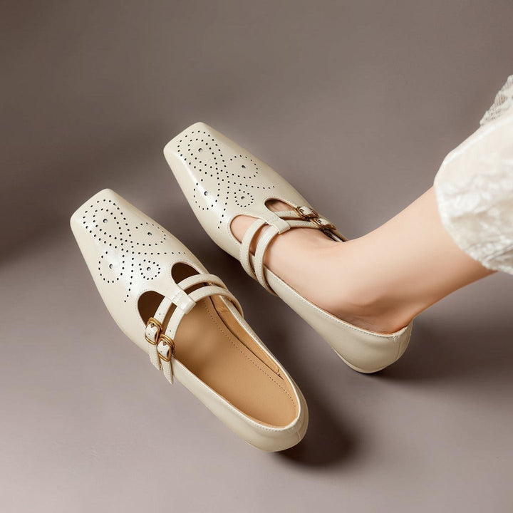 DELACROIX | Pauline Double-Strap Leather Mary Janes