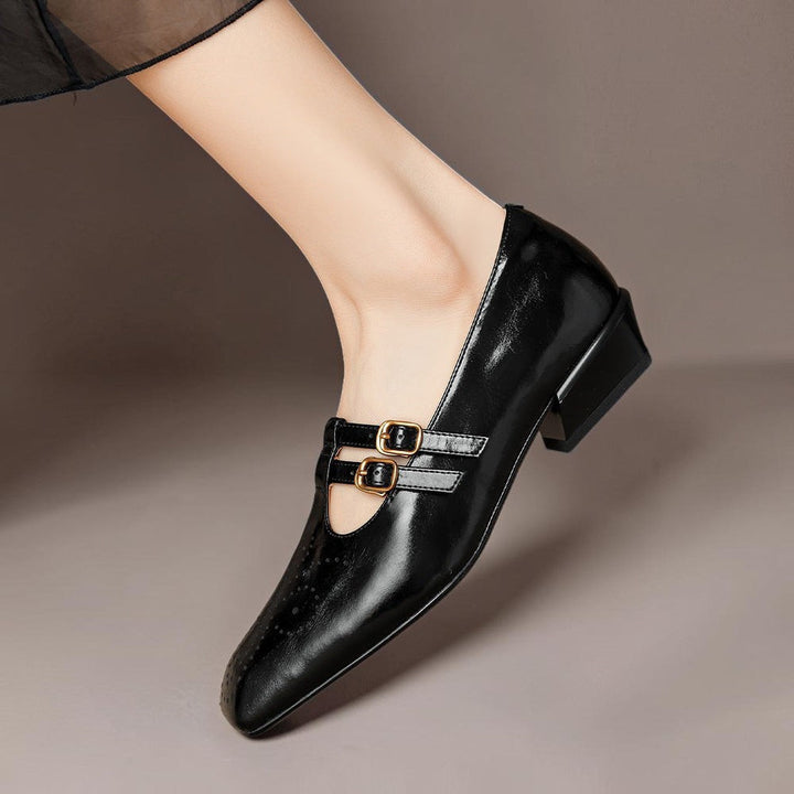 DELACROIX | Pauline Double-Strap Leather Mary Janes