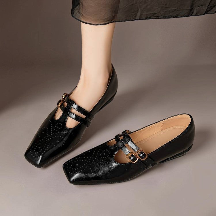 DELACROIX | Pauline Double-Strap Leather Mary Janes