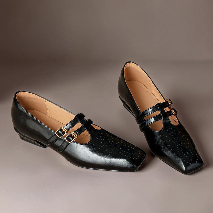 DELACROIX | Pauline Double-Strap Leather Mary Janes