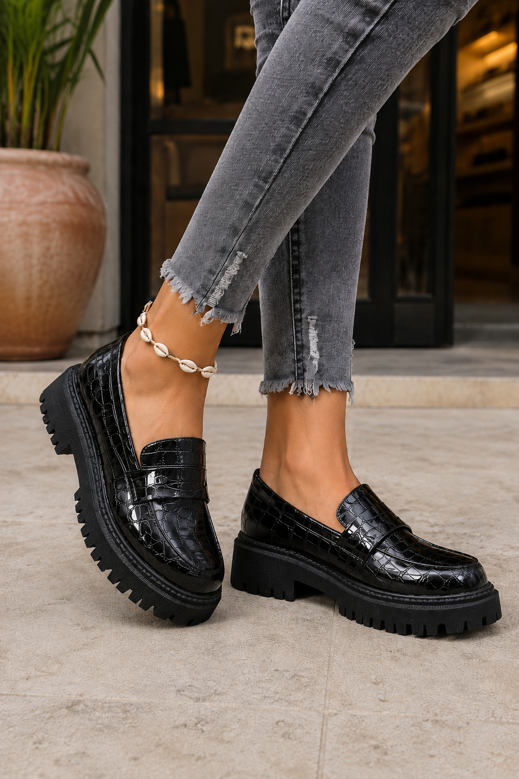 DELACROIX | Florence Patent Loafers with Grip Sole