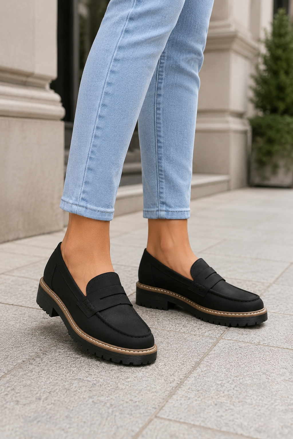DELACROIX | Aveline Penny Moccasins with Grip Sole