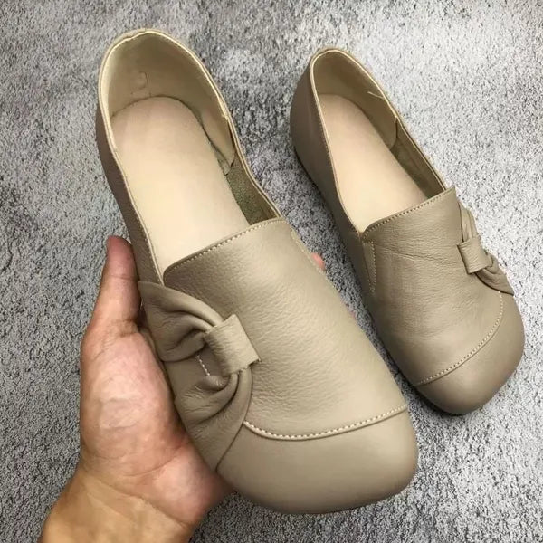 DELACROIX | Isabelle Soft Leather Bow Slip-Ons