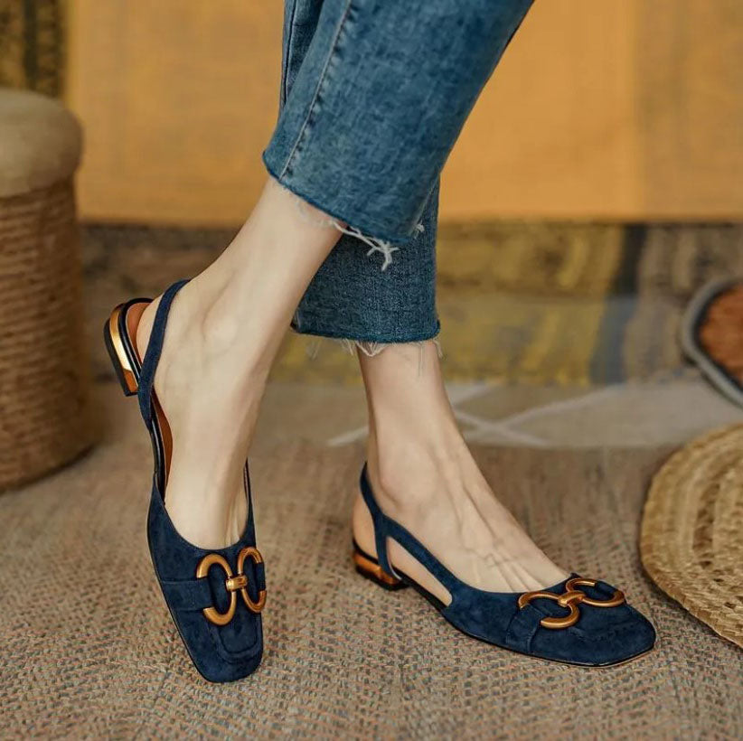 Martine Slingback Block-Heel Moccasins