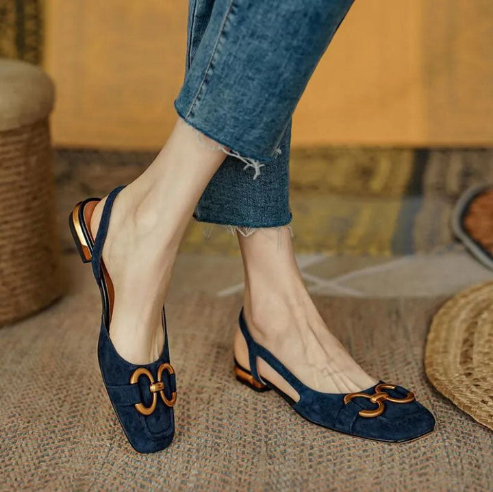 Martine Slingback Block-Heel Moccasins