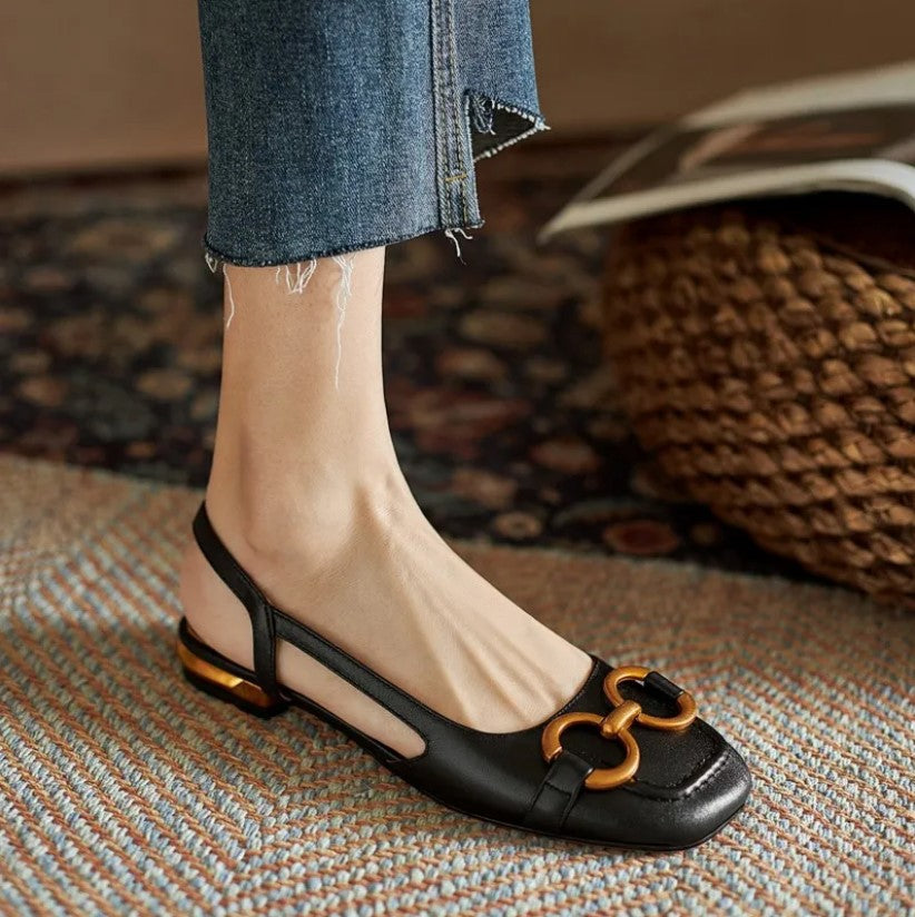Martine Slingback Block-Heel Moccasins